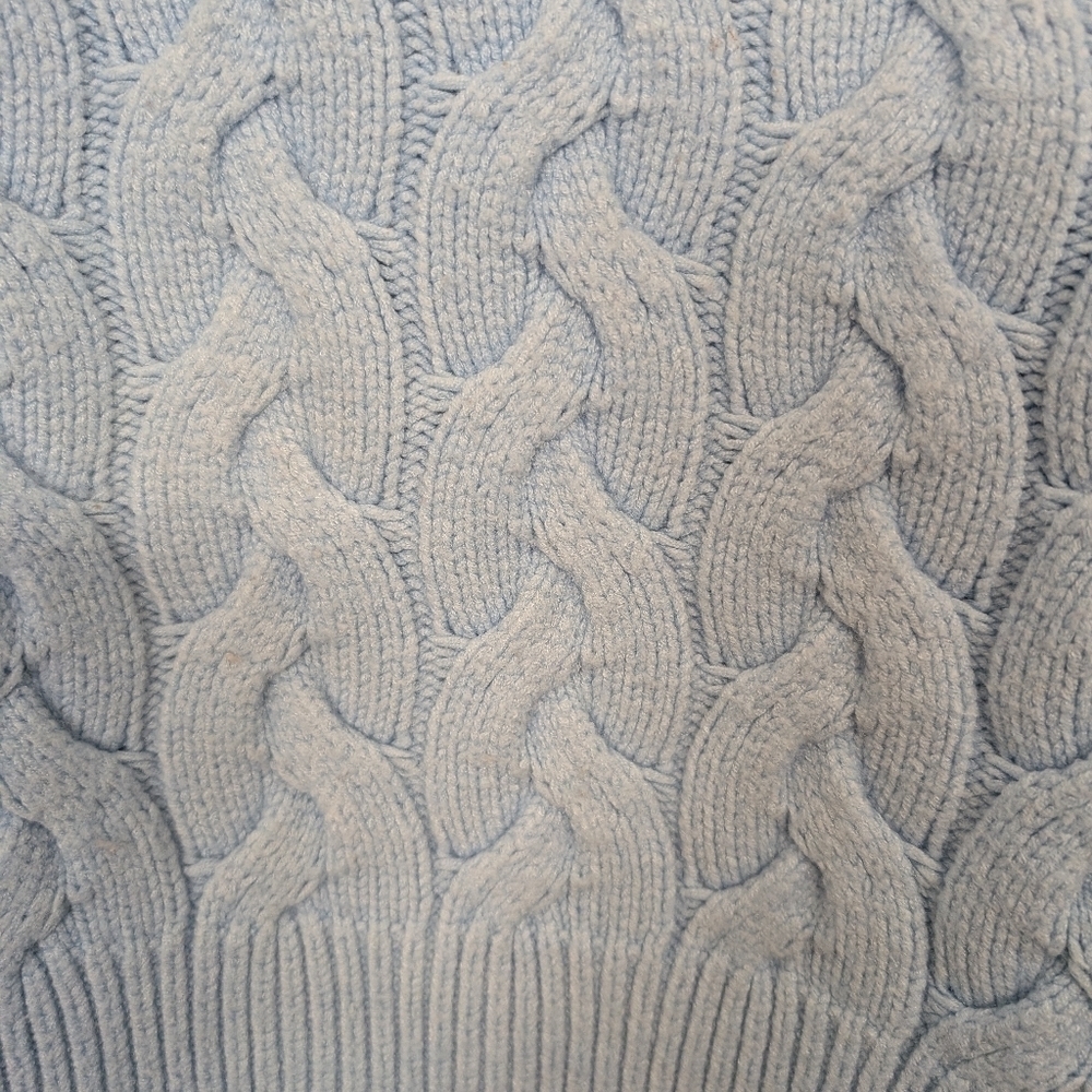 WOMANCE BABY BLUE CABLE KNIT SWEATER SIZE SMALL - Picture 4 of 8